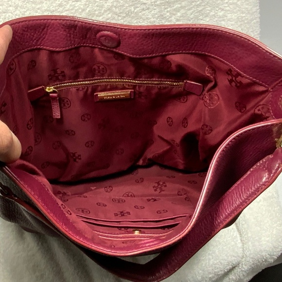 Tory Burch Maroon Leather Hobo Bag - Picture 3 of 16